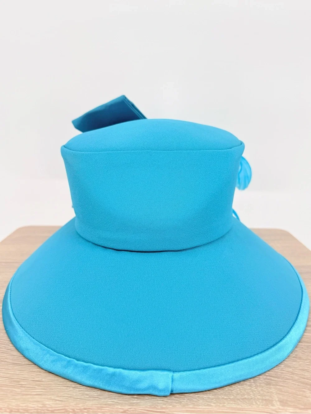 Studio B Blue Opening Day Derby Hat Rose Lace Feather Race Day Church Statement
